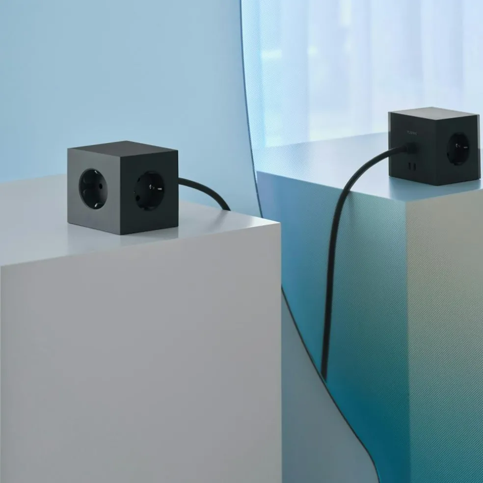 Square 1 Extension Cord With USB-C / Magnet 1,8 m, Stockholm Black