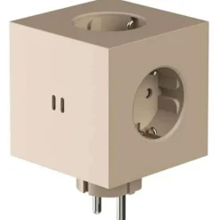 Square 2 Socket Extender With USB-C / Magnet, Oak Green