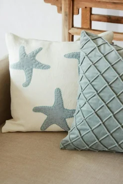 Star Fish Cushion Cover 50x50 cm, Off-white / Heaven Blue
