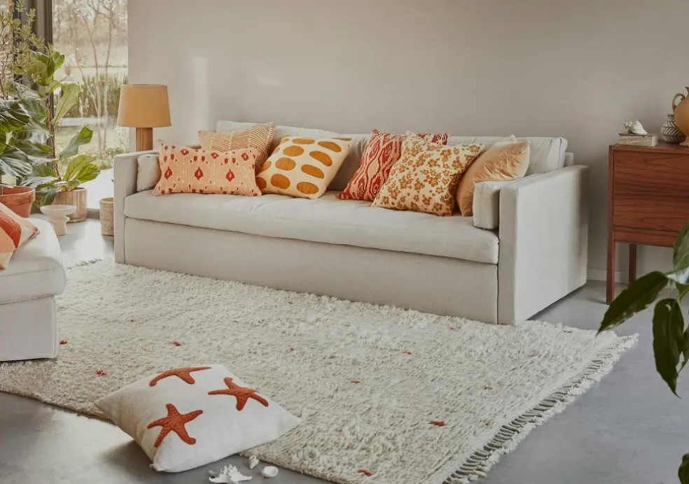 Star Fish Cushion Cover 50x50 cm, Off-white / Heaven Blue