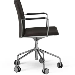 Stella Chair With Wheel Adjustable , Chrome / Dark Brown