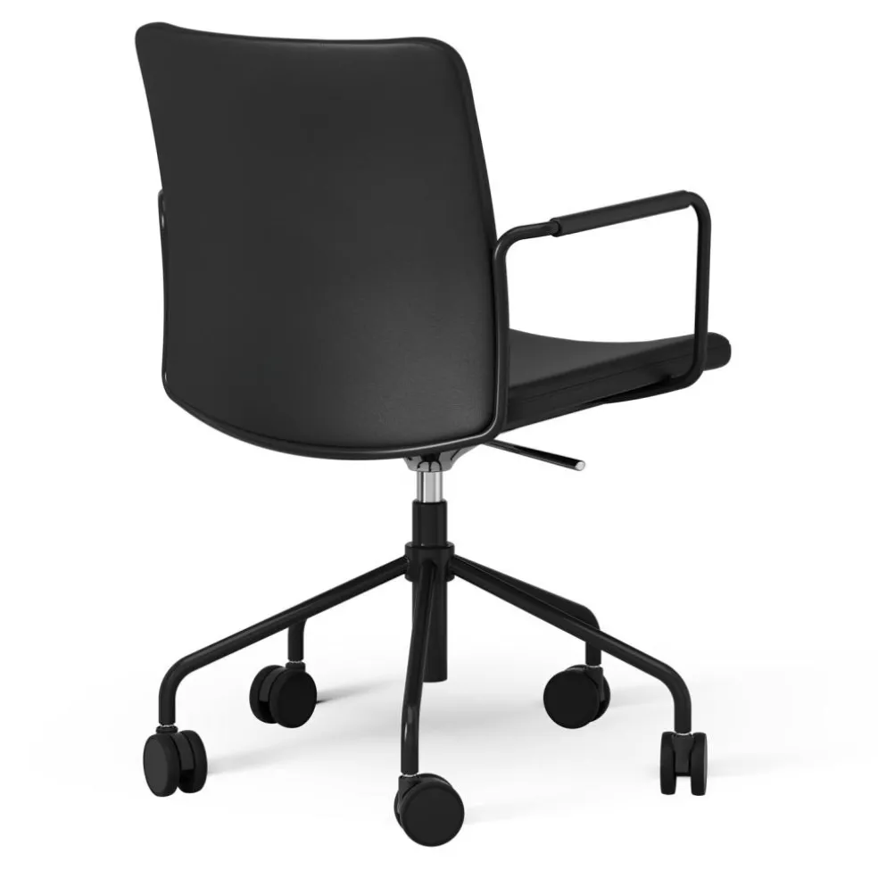 Stella Chair With Wheel Adjustable , Chrome / Dark Brown