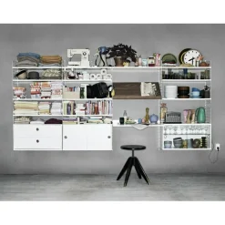 String Cabinet With Sliding Doors 30x78 cm, Black