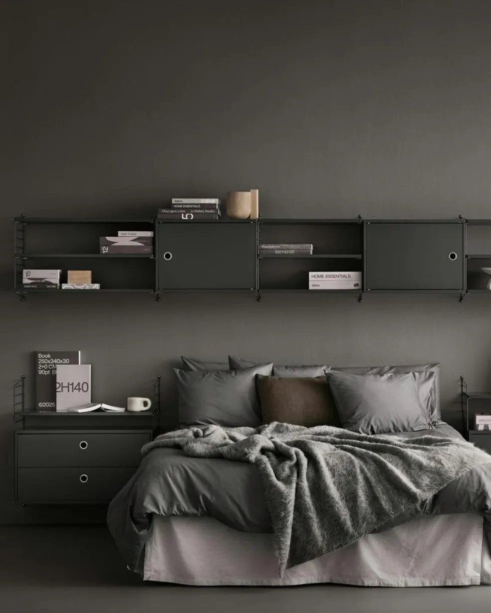 String Chest Of Drawers 78x30 cm, Black Ash