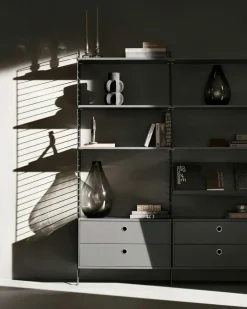 String Chest Of Drawers 78x30 cm, Black Ash