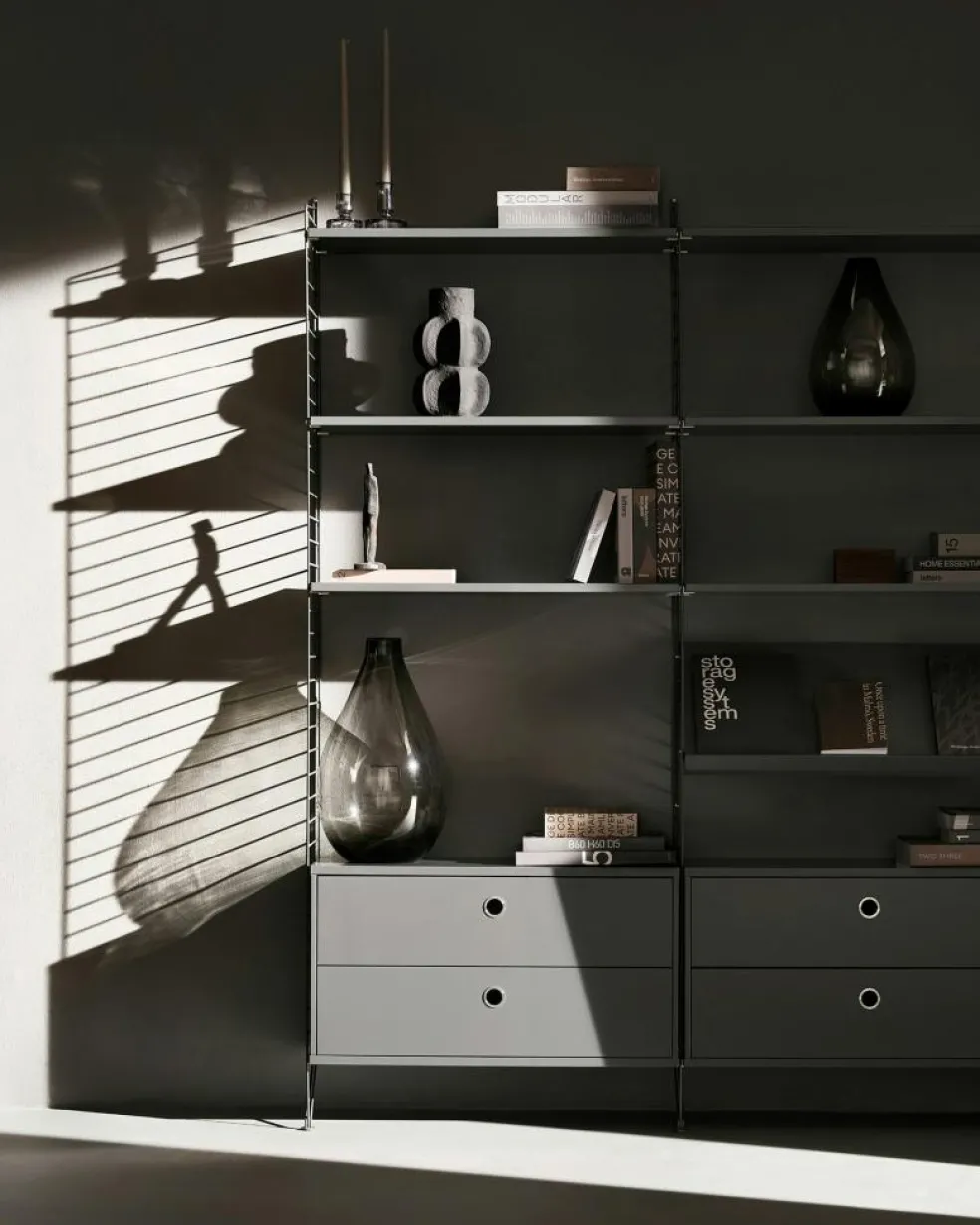 String Chest Of Drawers 78x30 cm, Black Ash