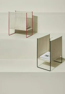 String Magazine Rack, White/Red