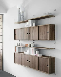 String Shelves 3-pack 58x20 cm, Black Ash