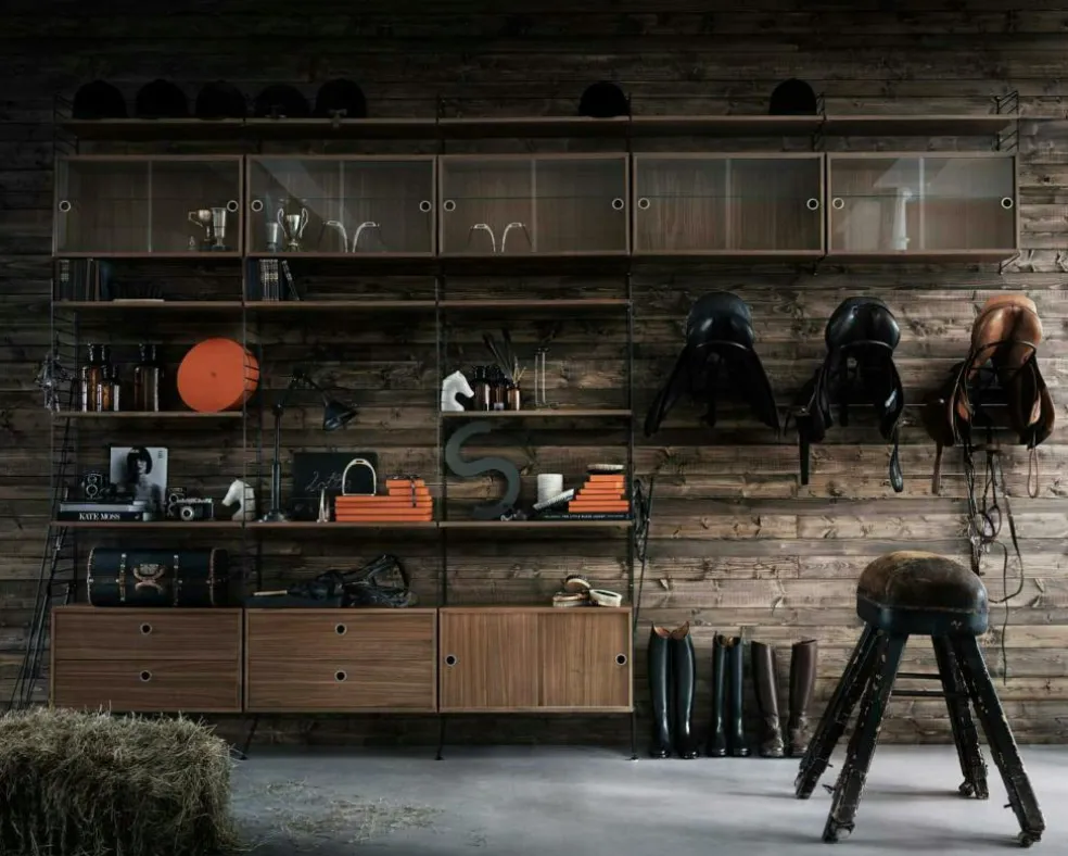 String Shelves 3-pack 58x20 cm, Black Ash