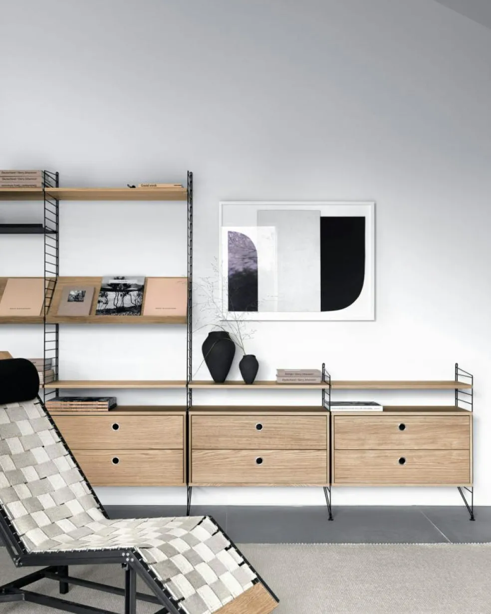 String Shelves 3-pack 58x20 cm, Black Ash