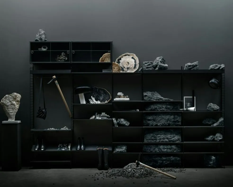 String Shelving System No 12, Black