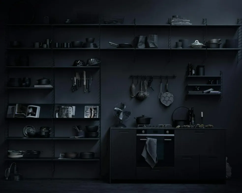 String Shelving System No 12, Black