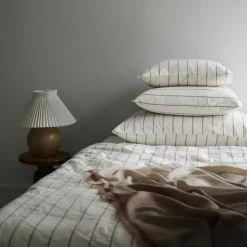 Stripe No.3 Bedding Set 150x200 + 50x60 cm, Nature/Terracotta