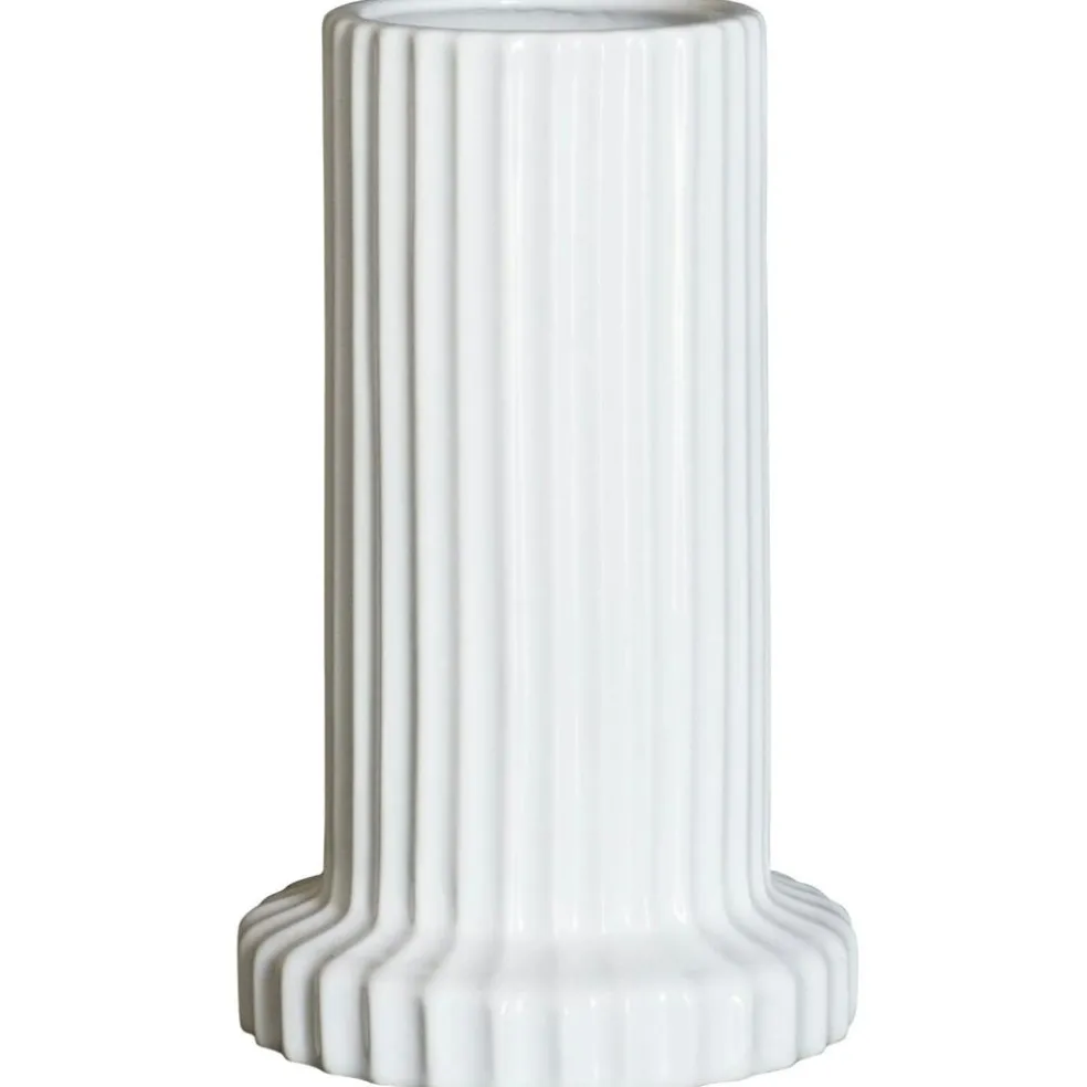 Stripe Vase, Shiny White
