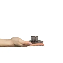 Stripes Candle Holder 8 cm, Cinnamon