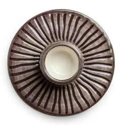 Stripes Candle Holder 8 cm, Cinnamon