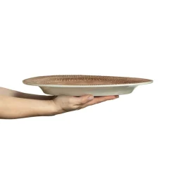 Stripes Platter 35x30 cm, Light blue