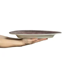 Stripes Platter 35x30 cm, Light blue