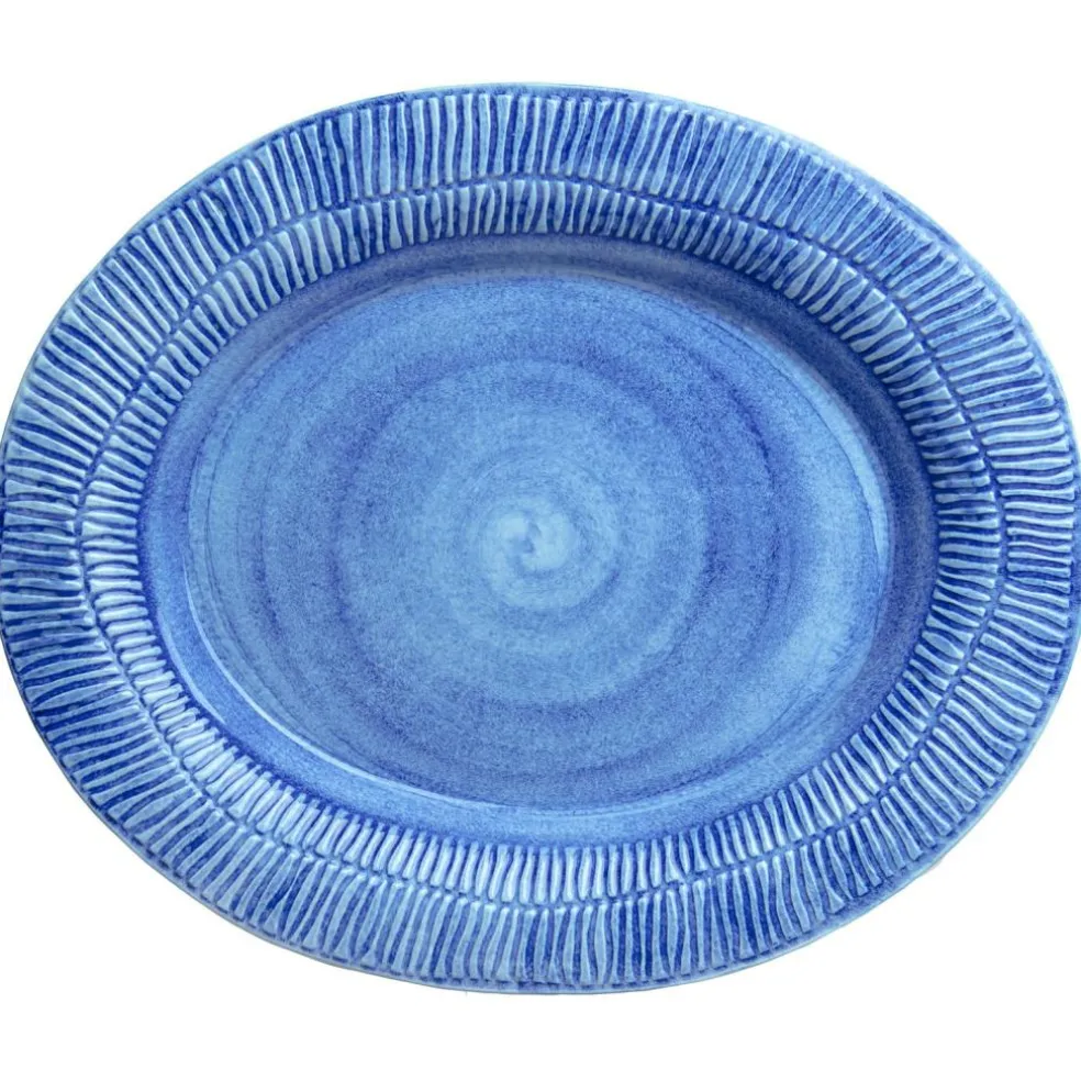 Stripes Platter 35x30 cm, Light blue