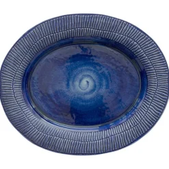 Stripes Platter 35x30 cm, Light blue