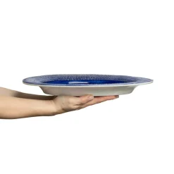 Stripes Platter 35x30 cm, Light blue