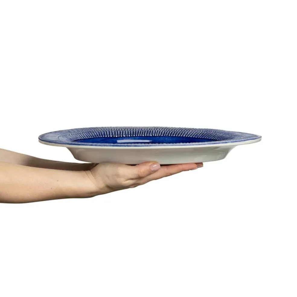 Stripes Platter 35x30 cm, Light blue