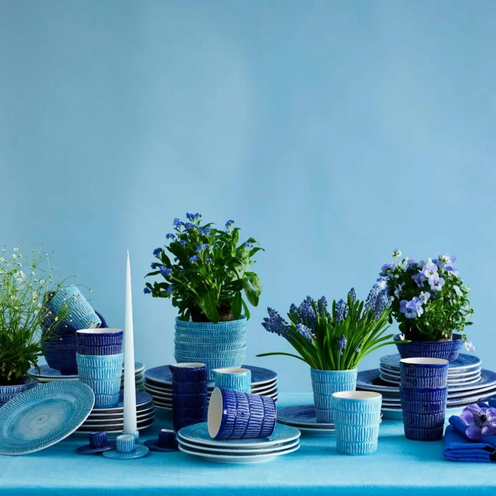 Stripes Platter 35x30 cm, Light blue