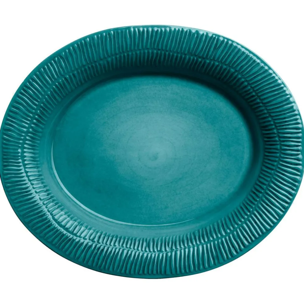 Stripes Platter 35x30 cm, Light blue
