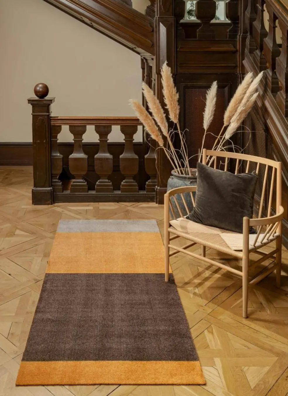 Stripes Rug Dijon/Brown, 90x200 cm