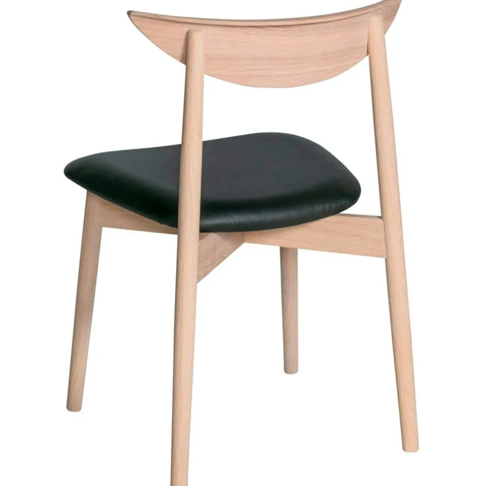 Symphony Chair, Black Leather Seat, White Oiled Oak