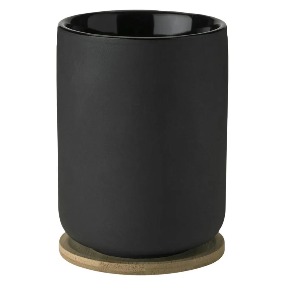 Theo Cup With Coaster, Black