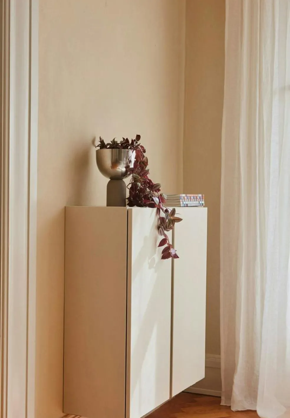 TORUS flowerpot Silver/Taupe 17xH23cm