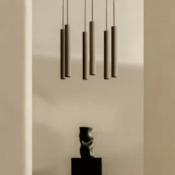 Tubulaire Chandelier Bronzed, 38 Pendants