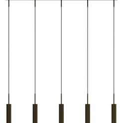 Tubulaire Pendant With Rail Bronzed, 5 Pendants