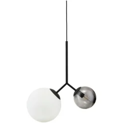 Twice Pendant, Brass/Smokey Grey/Opal White