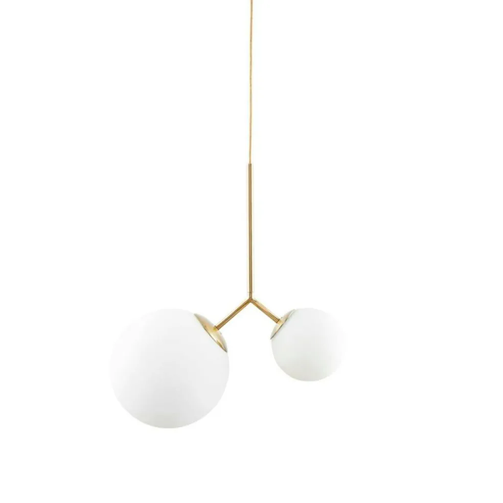 Twice Pendant, Brass/Smokey Grey/Opal White