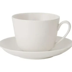 Twist White Coffee Cup With Saucer
