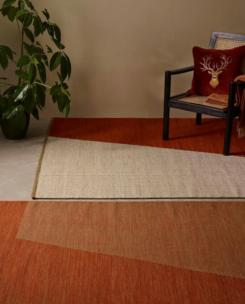 Una Traceable Rug 180x270 cm, Rust/Beige/Offwhite