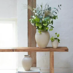 Vase Grooved 20 cm, Sand