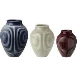 Vase Grooved 3-pack, Sand / Dark Blue / Ripple Berry