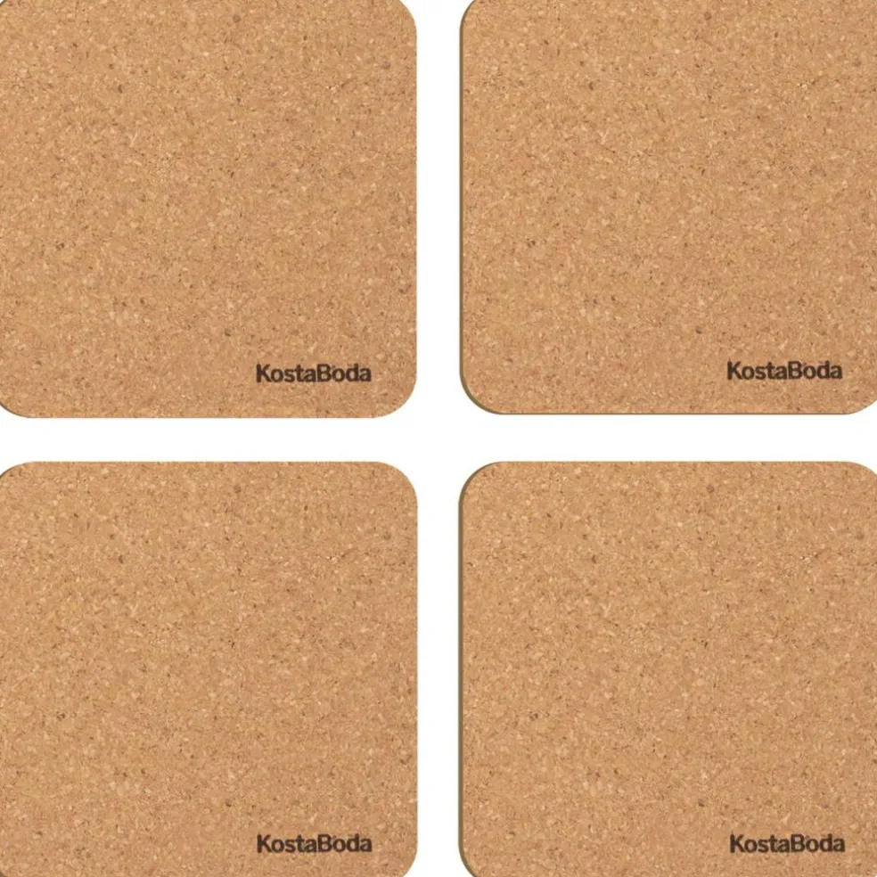 Viva Glass Coasters Cork 4-pack, 10x10 cm