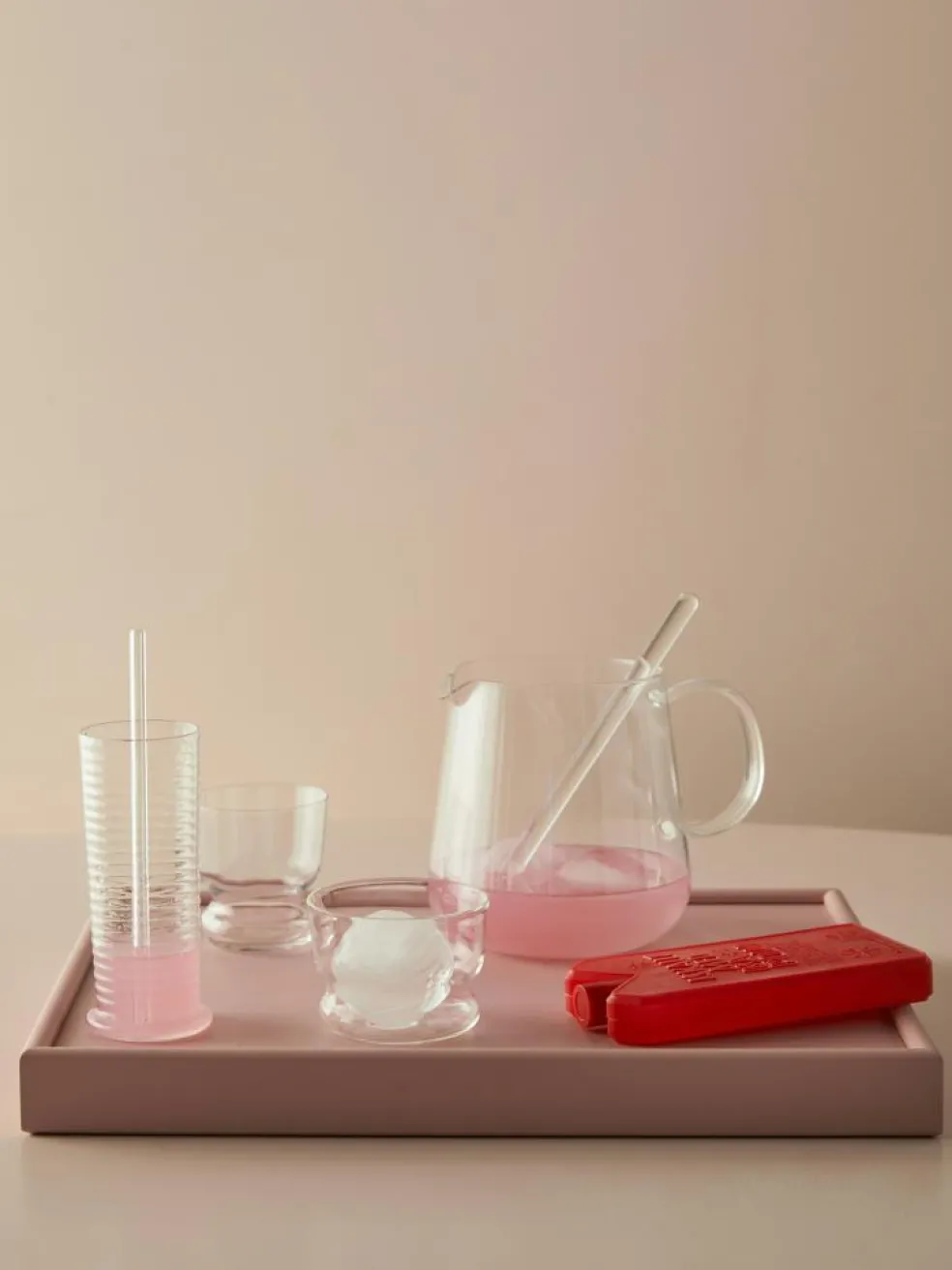 Viva Ice Cube Tray 4x13 cl, Powder Pink