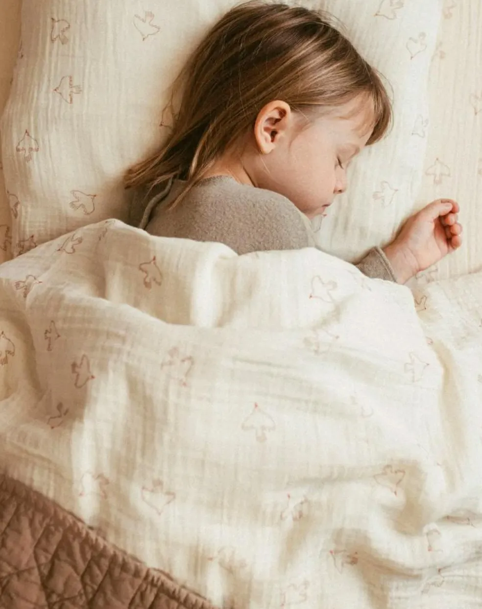 Wabi Sabi Bed Set 100x140 cm + 45x40 cm, Brown Hoshi Birds