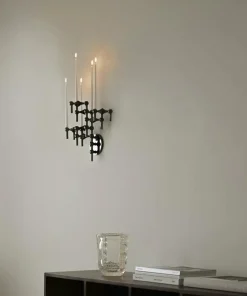 Wall Candle Holder, Black Chrome