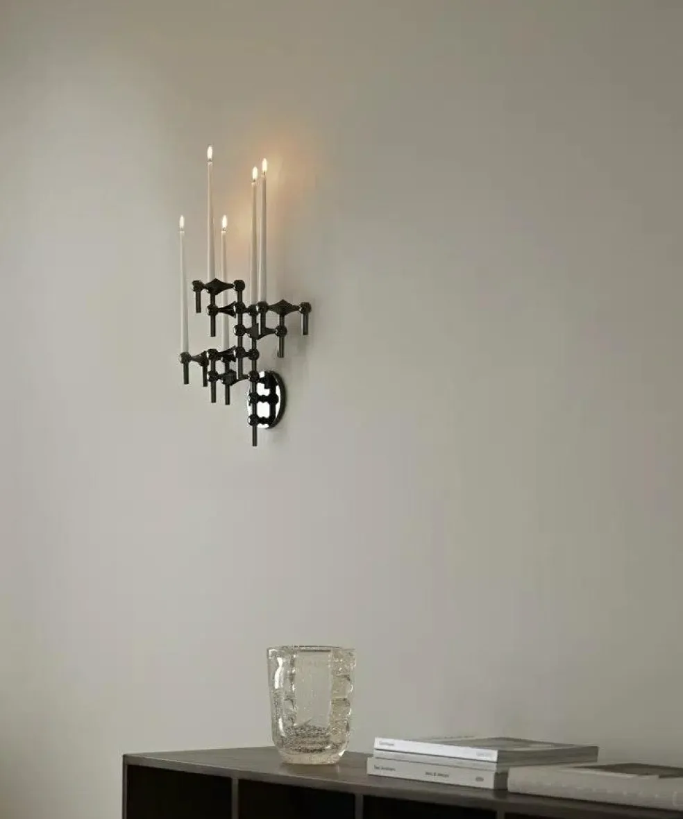 Wall Candle Holder, Black Chrome