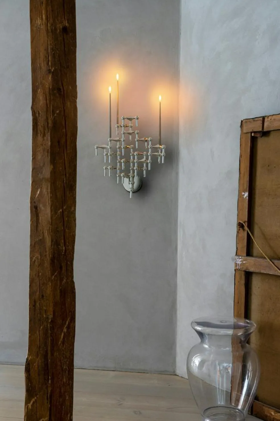 Wall Candle Holder, Black Chrome