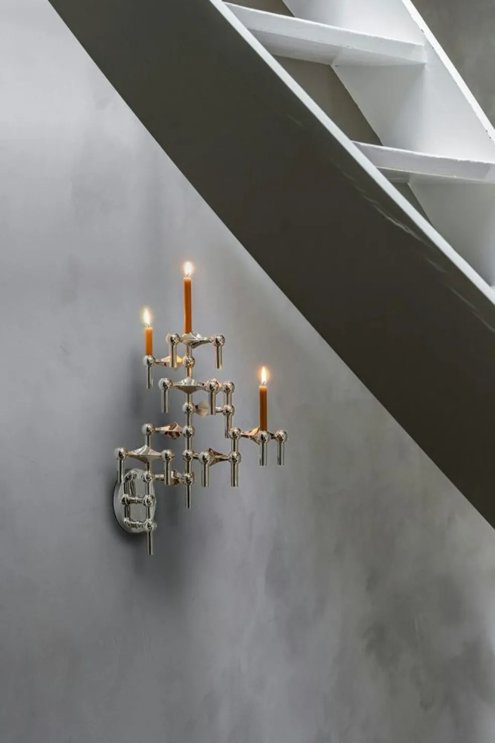 Wall Candle Holder, Black Chrome