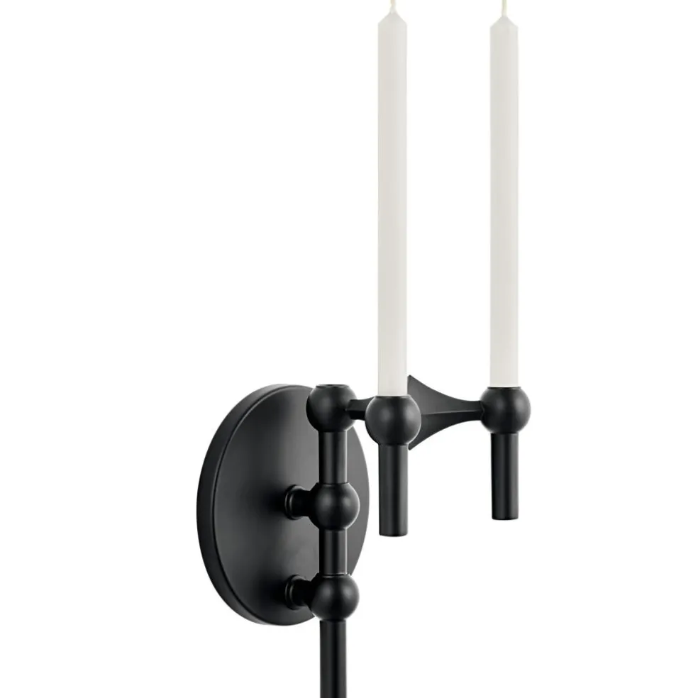 Wall Candle Holder, Black Chrome