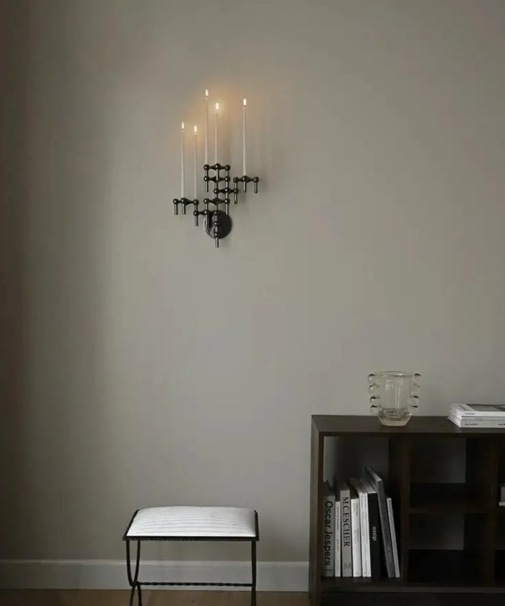 Wall Candle Holder, Black Chrome