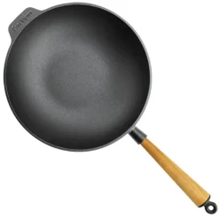Wok Pan 30 cm With Wooden Handle